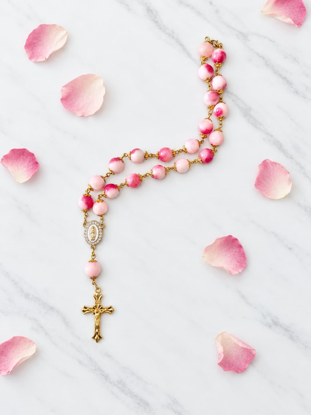 Pink Marble Car Rosary