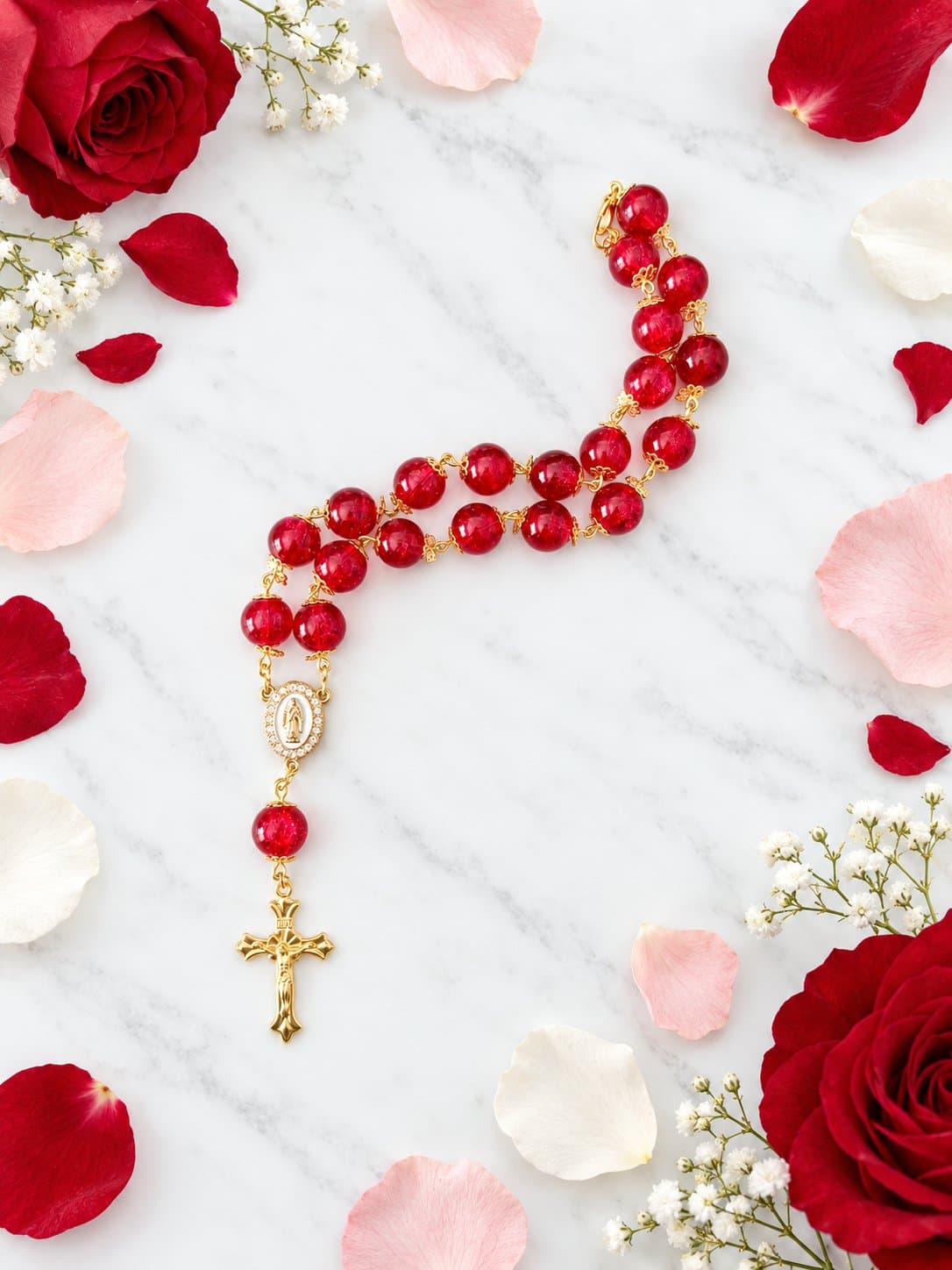 Red Ruby Car Rosary